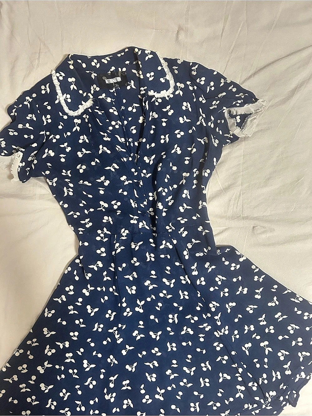 Reformation Floral Mini Dress in Blue & White Size 6